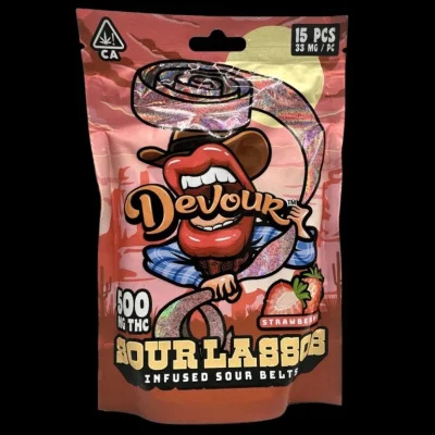 Devour Sour Lassos 500mg Infused Sour Belts
